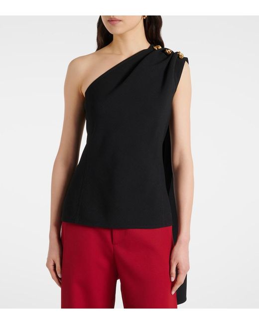 Bottega Veneta Black Asymmetric Wool Blend Top For