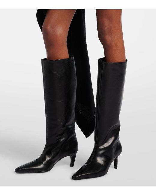 Jude Black Cave Leather Knee-High Boots
