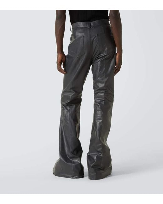 Rick Owens Black Bolan Leather Flared Pants for men