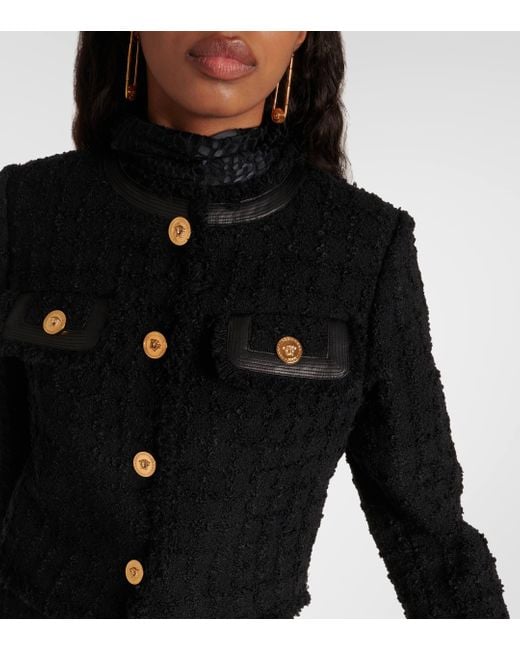 Versace Black Cropped Boucle Jacket