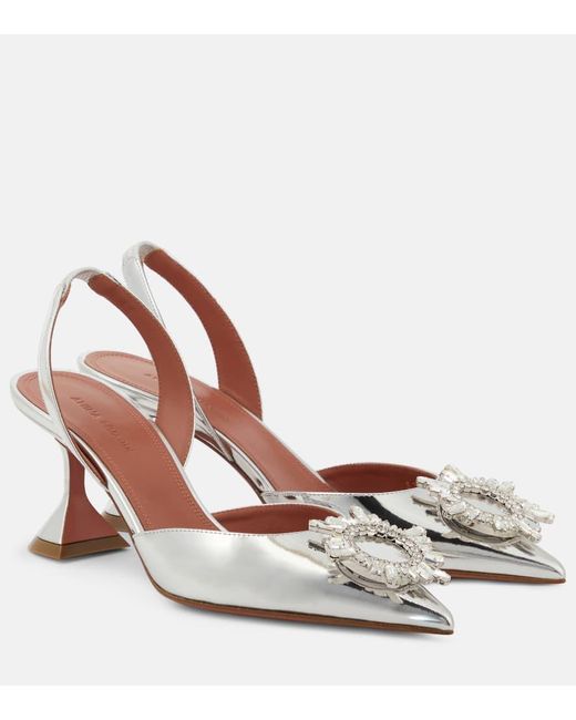 AMINA MUADDI Metallic Begum 70 Mirrored Leather Slingback Pumps
