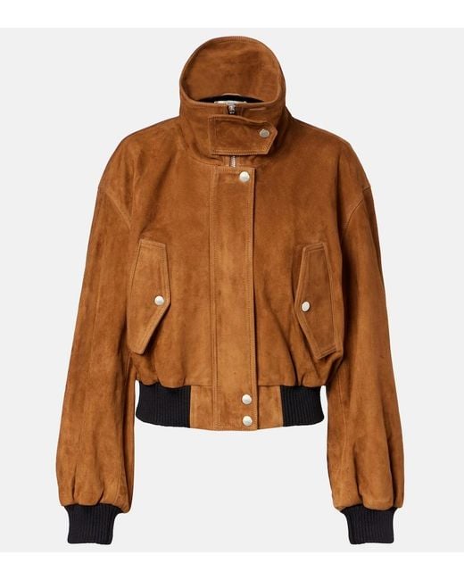 Nour Hammour Brown Briar Suede Bomber Jacket