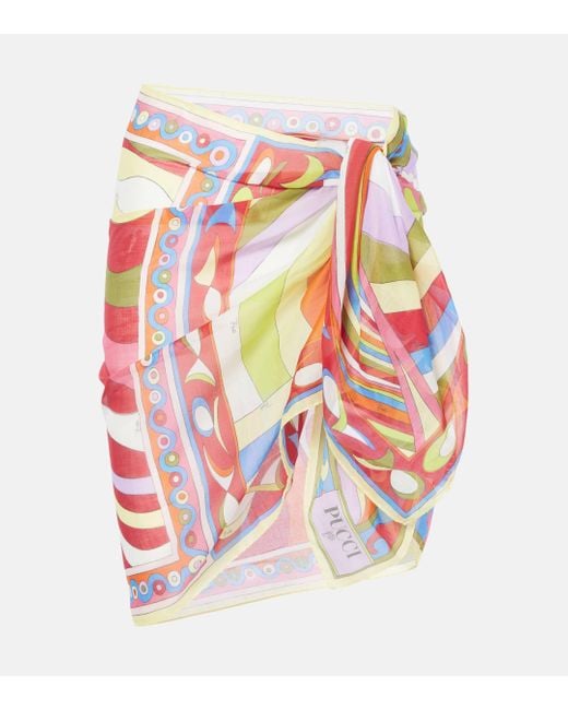 Emilio Pucci White Patchwork Printed Cotton Beach Cover-Up