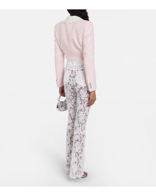 Alessandra Rich Pink Cropped Tweed Jacket