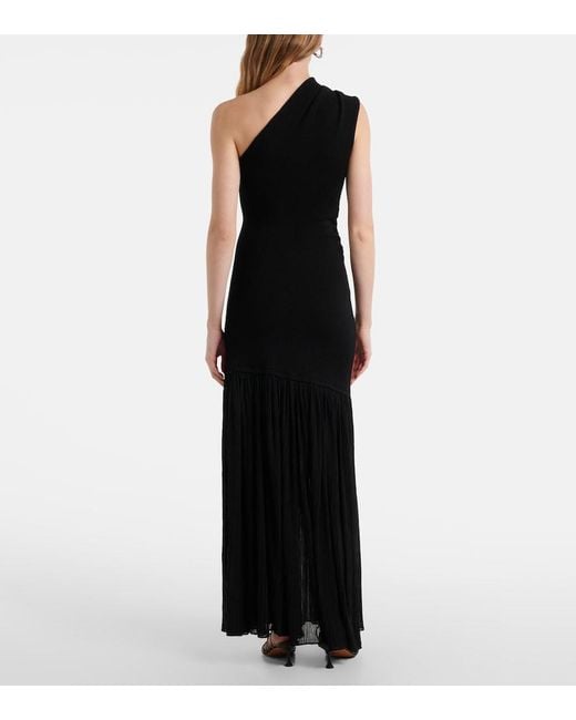 Proenza Schouler Black Cora One-Shoulder Crepe Chiffon Maxi Dress