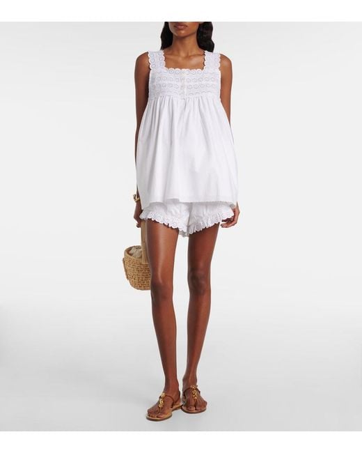 Posse White Ezra Broderie Anglaise Cotton Shorts