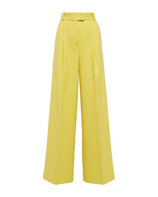 Dorothee Schumacher High-rise Wide-leg Wool-blend Pants in Yellow | Lyst