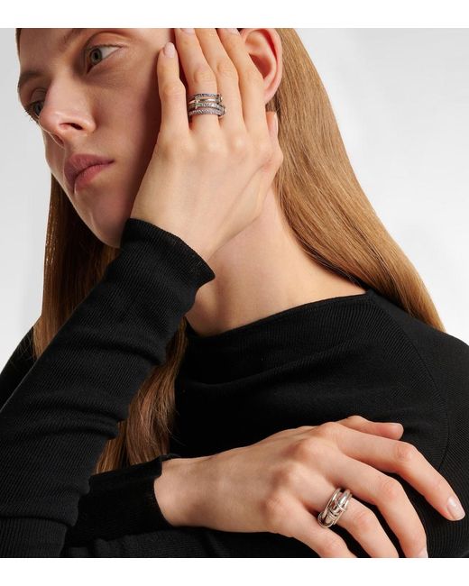 Spinelli Kilcollin White Iris Sterling Linked Ring With Sapphires, Aquamarine And Tanzanite