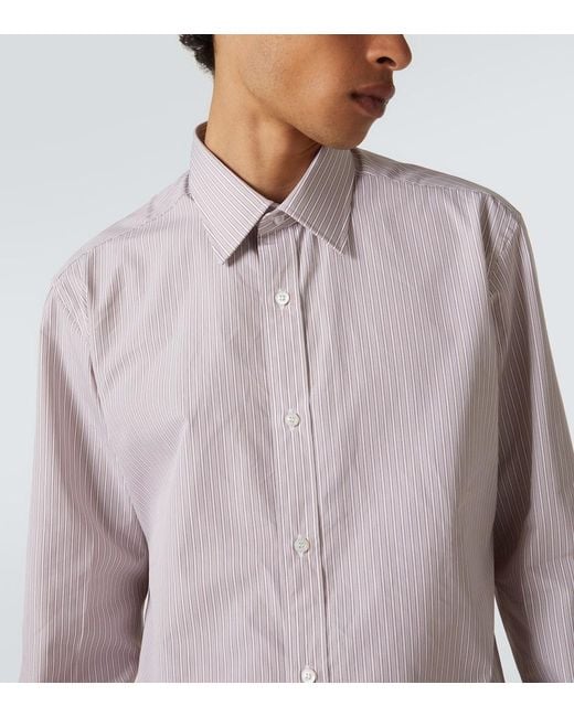 Charvet Pink Striped Cotton Poplin Shirt for men
