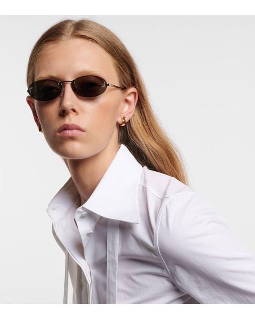 Fendi Gray Ovale Sonnenbrille First Crystal