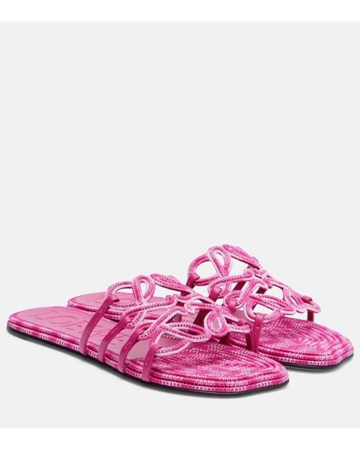 Loewe Pink Paula's Ibiza Petal Anagram Canvas Slides