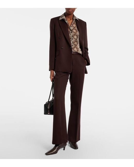 Nili Lotan Brown Gaia Snake-Print Silk Shirt