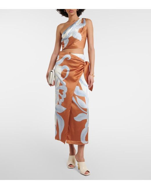 Sir Brown Sorrento Printed Silk Wrap Skirt
