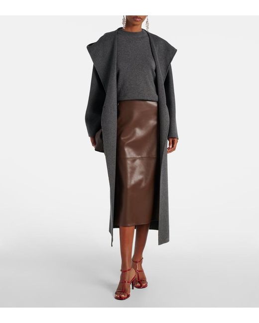 Max Mara Brown Midirock Plata Aus Lederimitat