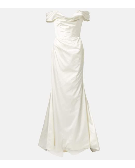 Vivienne Westwood White Bridal Mabel Silk Satin Bustier Gown