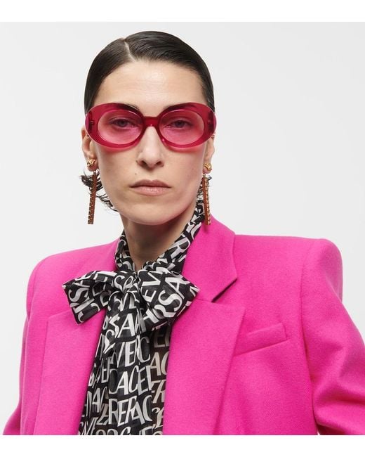 Versace Pink Embellished Round Sunglasses