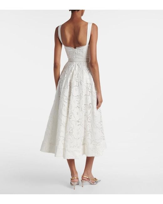 Rebecca Vallance White Ginger Floral Lace Midi Dress