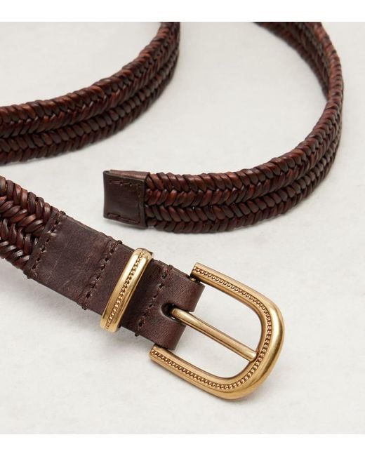 Cinturon De Piel Tejida Brunello Cucinelli de color Brown