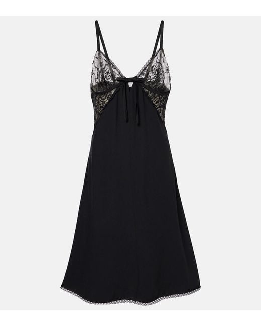 Alessandra Rich Black Satin Slip Dress