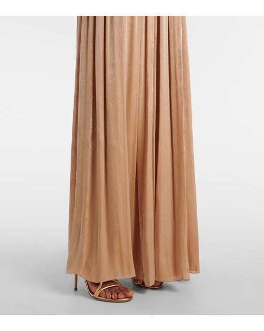 Costarellos Brown Silla Cutout Gathered Gown