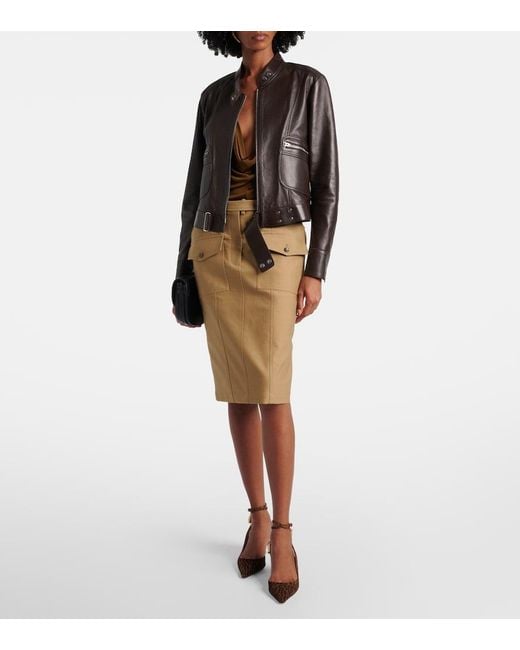 Tom Ford Brown Padlock 55 Suede Slingback Pumps