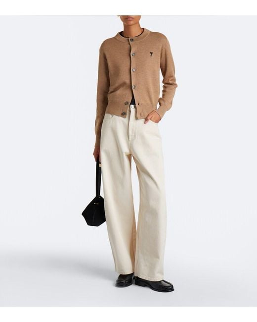 AMI Brown Ami De Cour Wool Cardigan