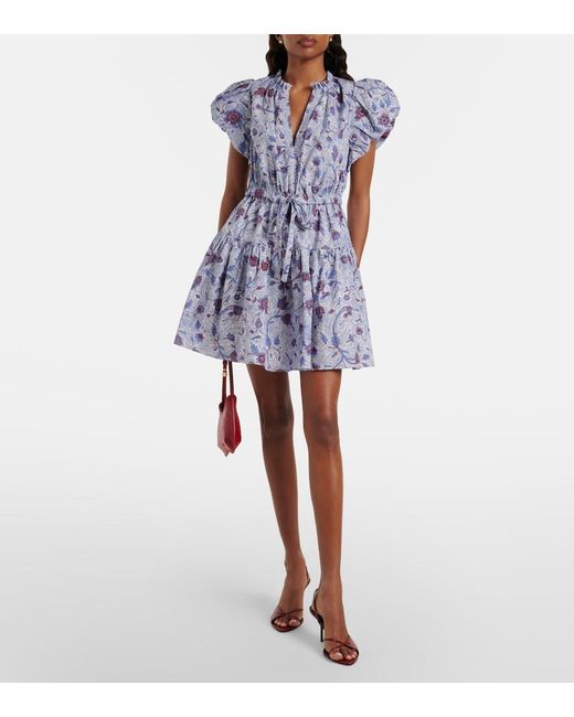 Ulla Johnson Blue Izel Floral Cotton Minidress