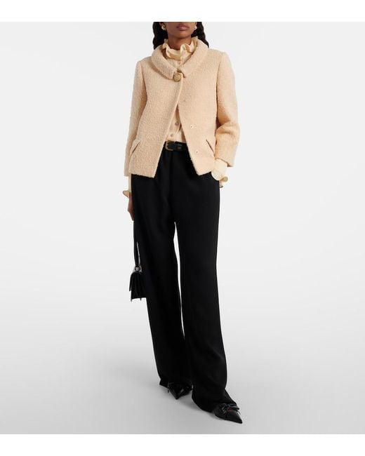 Valentino Natural Embellished Wool-Blend Tweed Jacket