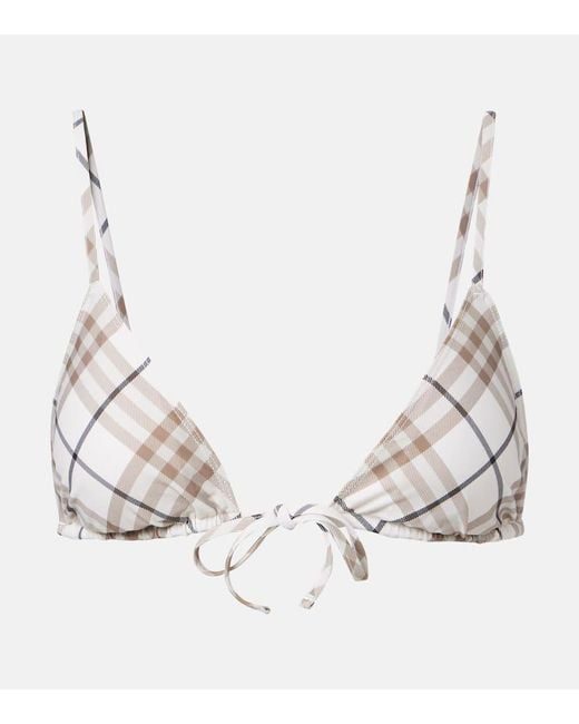 Burberry Natural Bikini-Oberteil Check