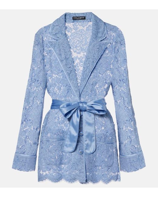 Dolce & Gabbana Blue Jacke Aus Spitze