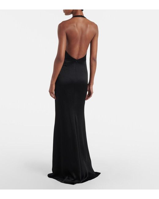 Givenchy Black Satin-Crepe Halterneck Gown