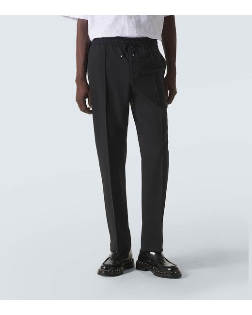 Pantalones slim de lana y mohair Valentino de hombre de color Black