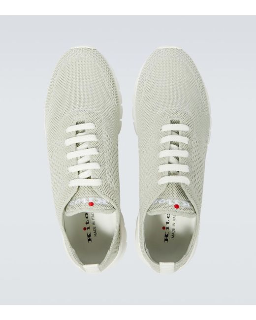 Kiton White Knit Sneakers for men