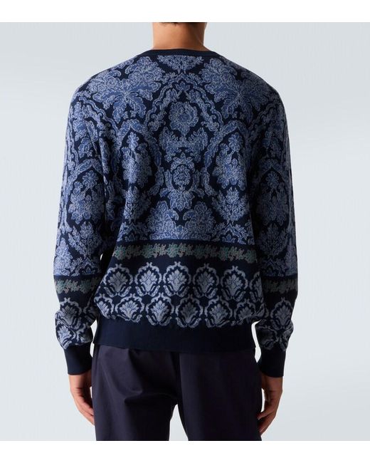 Jersey De Algodon En Intarsia Etro de hombre de color Blue
