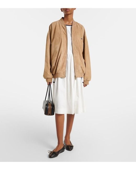 Prada Natural Suede Bomber Jacket