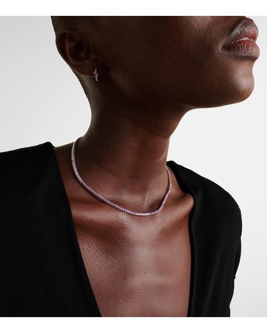 Collier En Or Blanc 14 Ct Et Saphirs Lilas Roxanne First en coloris Metallic