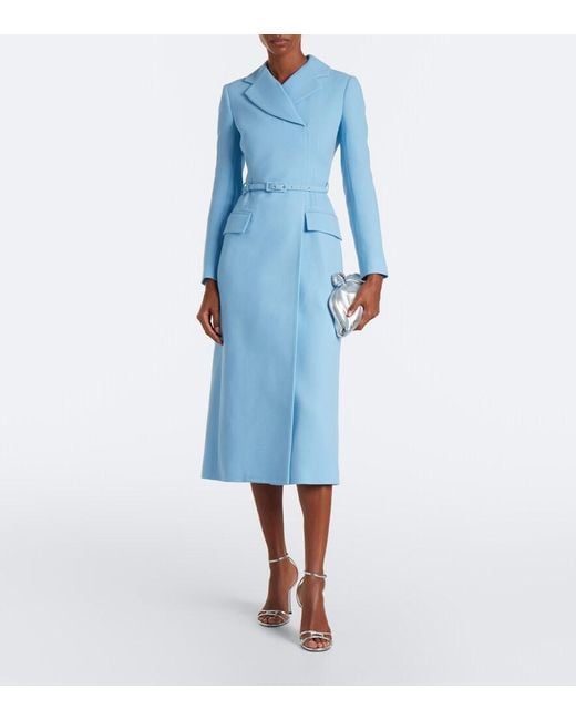 Emilia Wickstead Blue Kalonice Wool Crepe Midi Dress