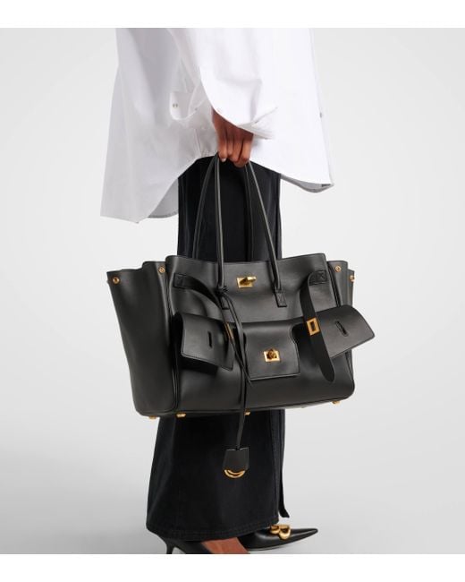 Balenciaga Black Bel Air Medium Leather Tote Bag