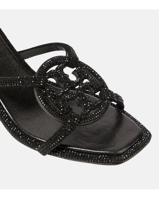 Tory Burch Black Geo Bombe Miller Suede Sandals