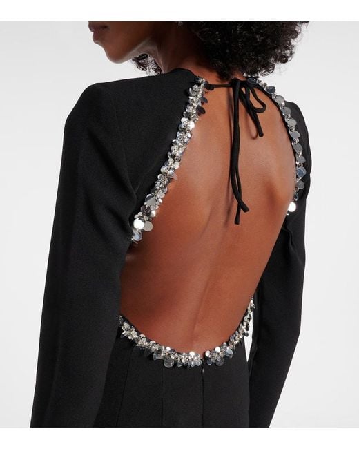 Vestido Largo De Crepe Con Lentejuelas ROTATE BIRGER CHRISTENSEN de color Black