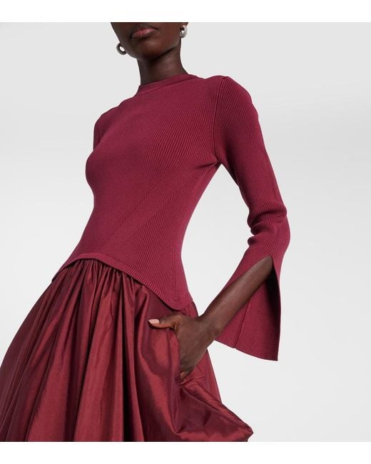 Jonathan Simkhai Red Midikleid Kenlie Aus Taft