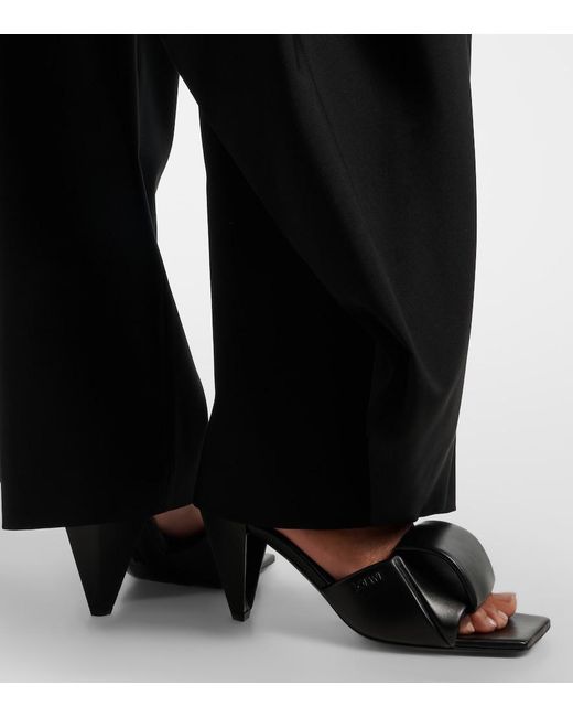 Loewe Black Origami Leather Mules