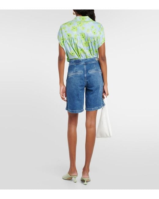 AG Jeans Blue High-Rise Denim Shorts