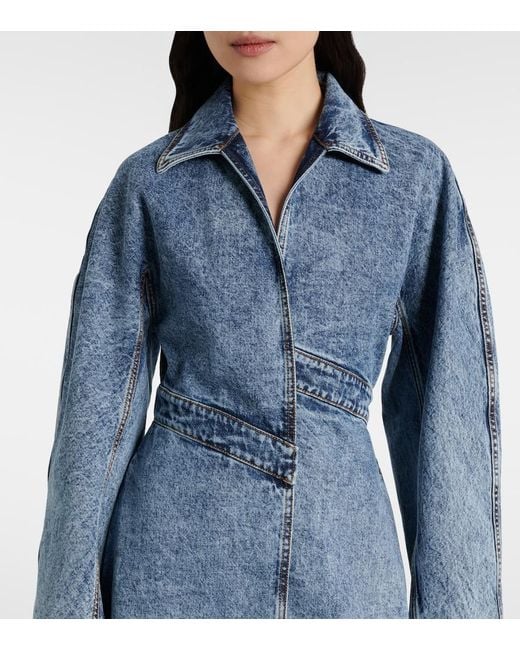 Alaïa Blue Alaã¯A Long Denim Spiral Trench