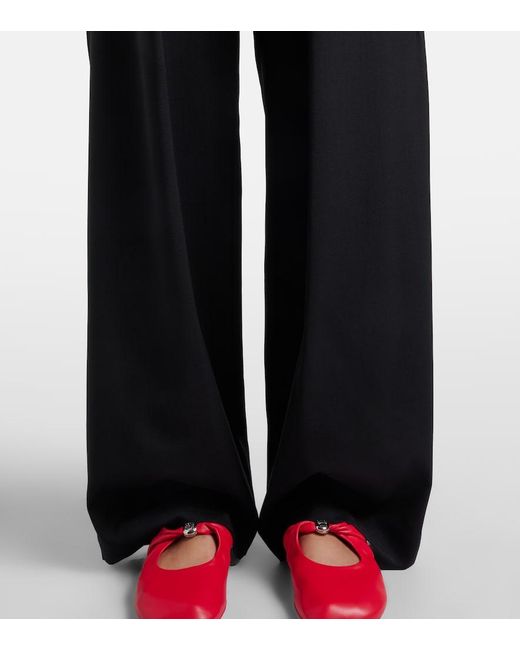 Loewe Black Logo Wool Mid-Rise Straight Pants