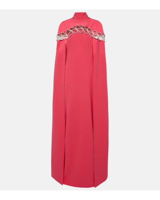 Safiyaa Red Caped Crepe Gown