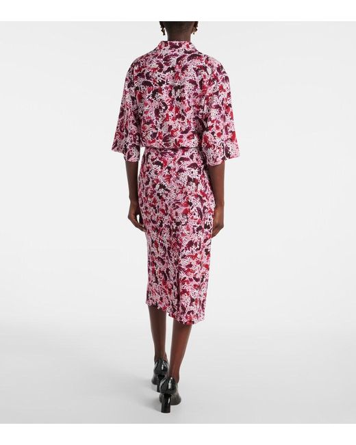 Dries Van Noten Red Floral Pencil Skirt