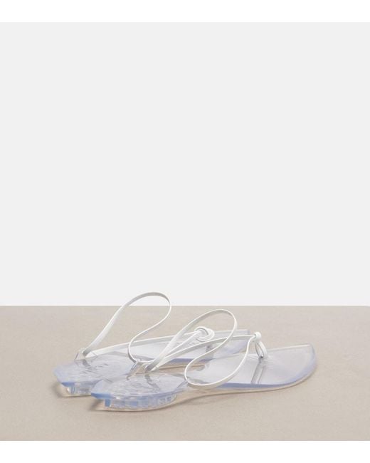 Alaïa White Invisible Leather Thong Sandals