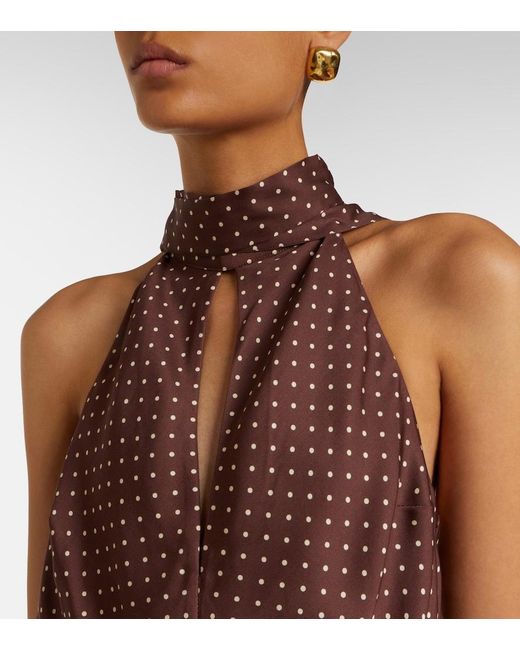 Posse Purple Phoebe Polka-Dot Halterneck Midi Dress
