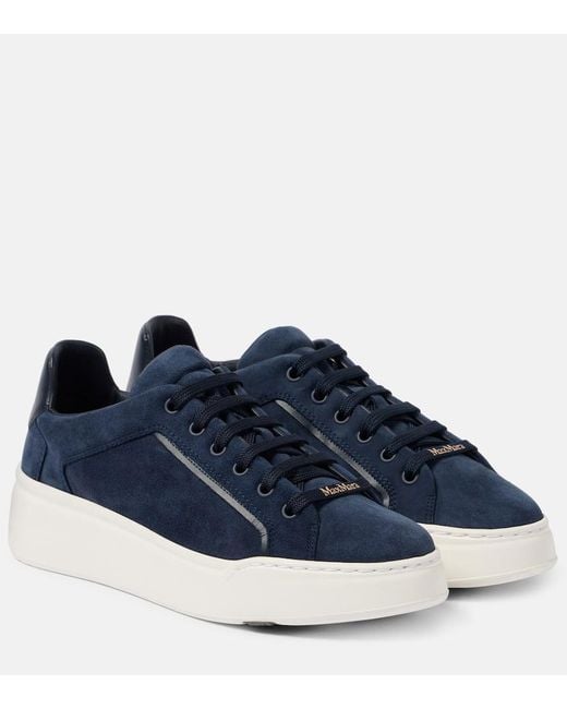 Max Mara Blue Supersuede Suede Platform Sneakers